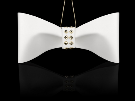 White Bow Luxe - Gold Studs